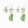 Image 4 : 14k Gold 3.31 ctw GIA Pear Emerald Bezel Old European Diamond Drop Dangle Earrin