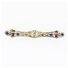 Image 2 : Antique Victorian 14k Gold & Platinum GIA Old Sapphire Ruby Diamond Long Bar Pin