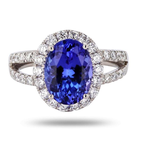 3.20 ctw Tanzanite and  0.82 ctw Diamond Platinum Ring