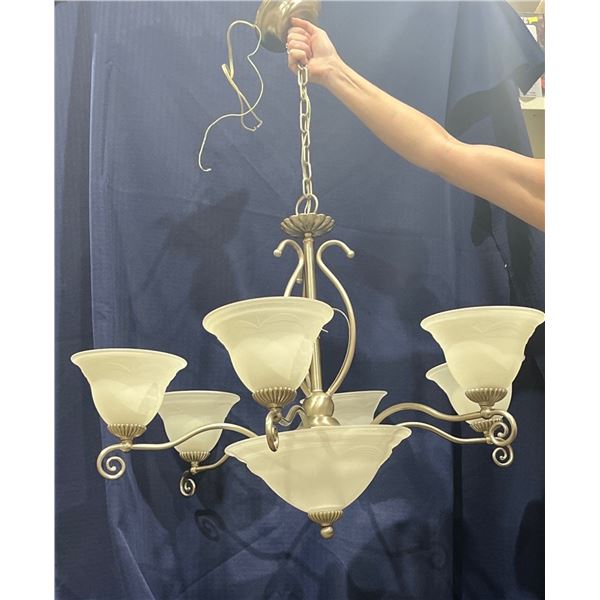 Decorative Indoor Lighting Brushed Nickel and Frosted Glass 30Diax27H+16H Chain