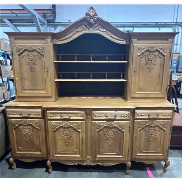 Large Decorative Hardwood China Hutch 85.5Wx24Dx85H with Lighting and Keys