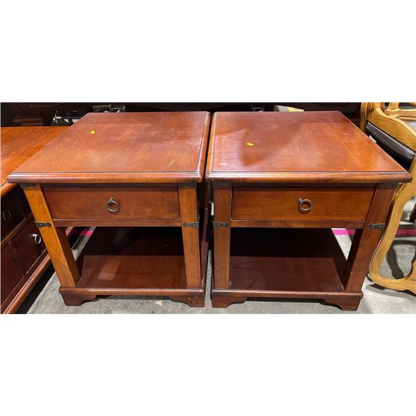 Pair of Hardwood Side Tables 23Wx27Dx23H each