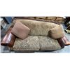Image 4 : Floral Fabric and Leather Sofa 86.5Lx39Dx36H seat height 17.5H