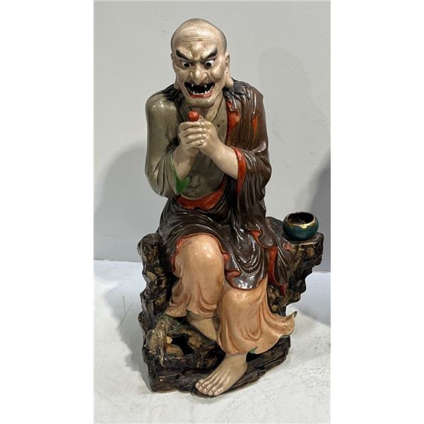 Ceramic/Enamel Seated Louhan Figure
