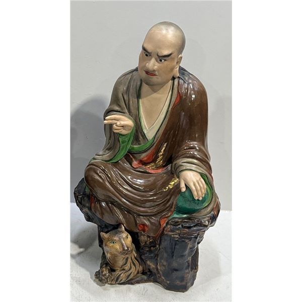 Ceramic/Enamel Seated Louhan Figure