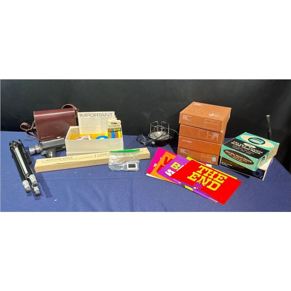 Bell & Howell Vintage Video Camera Super 8 model 1206 with Case, Tripod, Lighting, and more