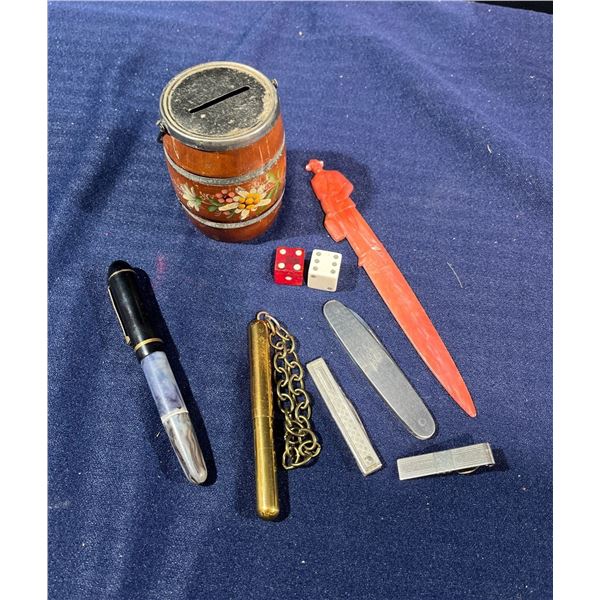 Piggy Bank, Letter Opener, Pens, Tie Clip, and more