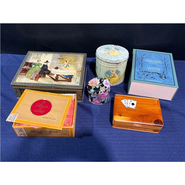 Collectable Tins, Cigarette Box, Wooden Cards Box