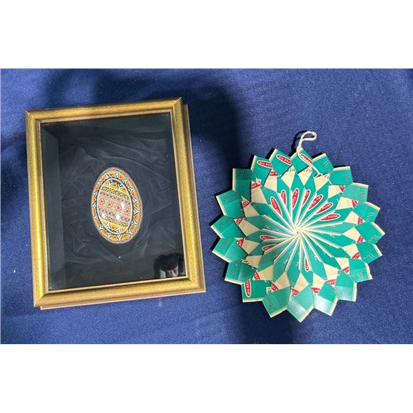Ukrainian Decorated Egg and Cigarette Packages Star Decoration