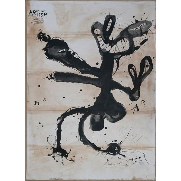 Joan Miro Original Drawing ink on paper Hand signed 28x20 inches Luxor