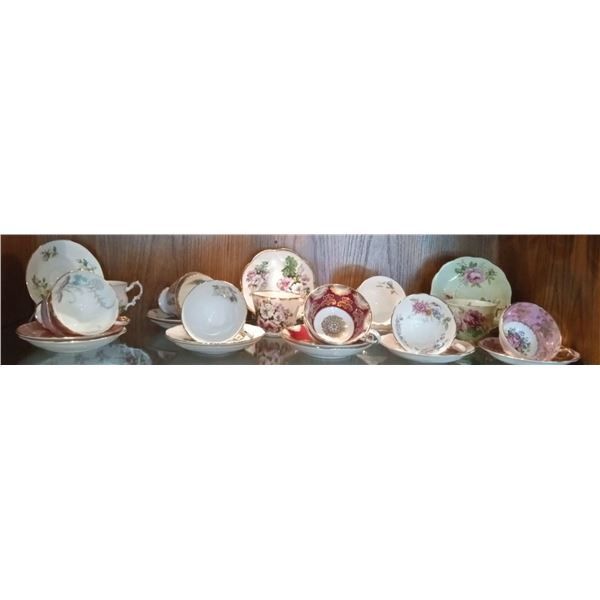 Tea Cups and Various Saucers