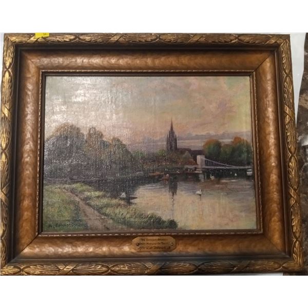 A. Champagne The Riverside Church Great Marlow On Thames Painting Oil on Canvas,