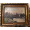 Image 1 : A. Champagne The Riverside Church Great Marlow On Thames Painting Oil on Canvas,
