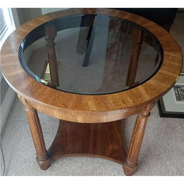 Wood and Glass Table 25', Round Top 21T