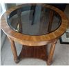 Image 1 : Wood and Glass Table 25', Round Top 21T