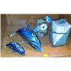 Image 1 : Collection of Dolphin Figurines, Blue Jay Clock and Bear Vase