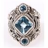 Image 1 : BLUE TOPAZ STERLING SILVER LADIES ORNATE RING