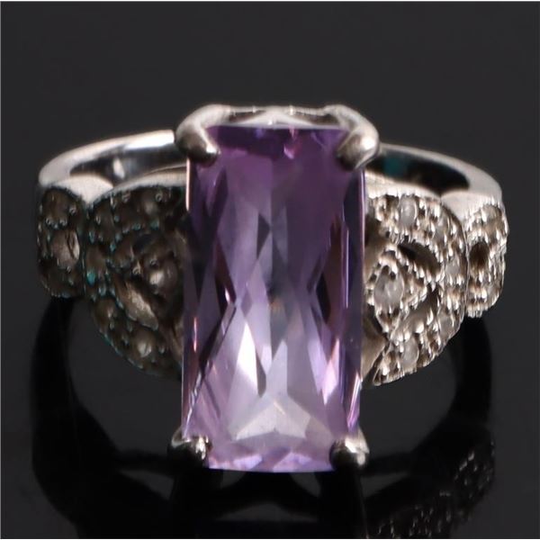 STERLING SILVER PURPLE CUBIC ZIRCONIUM RING