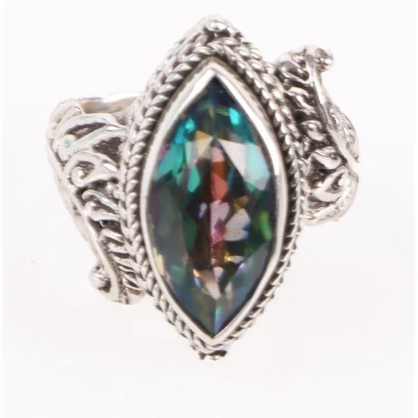 3.0CT MARQUISE MYSTIC TOPAZ STERLING SILVER RING