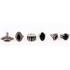 Image 1 : BLACK ONYX STERLING SILVER LADIES RINGS - (6)