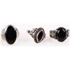 Image 2 : BLACK ONYX STERLING SILVER LADIES RINGS - (6)