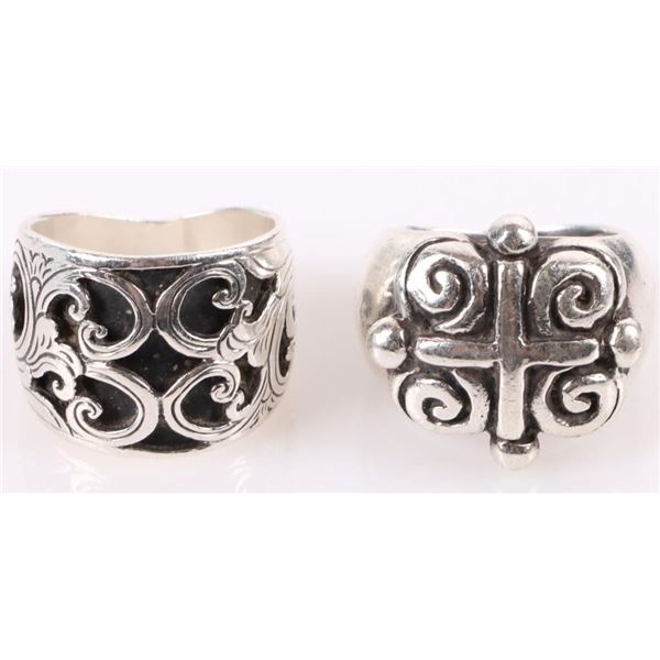 STERLING SILVER ORNATE MEN'S RINGS - LOT OF 2