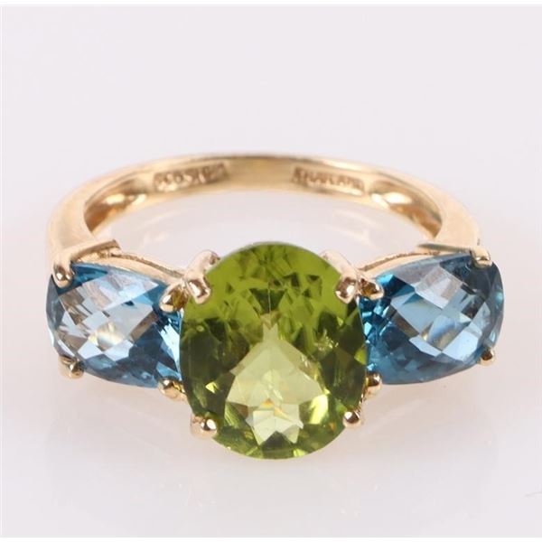 10K YELLOW GOLD PERIDOT TOPAZ LADIES RING