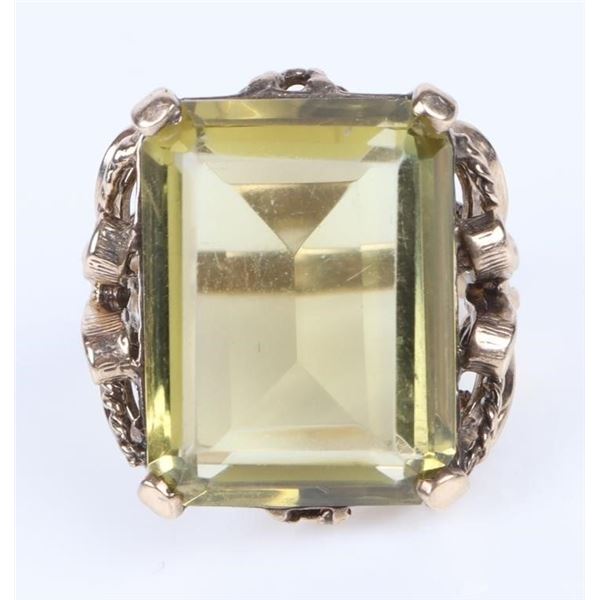 19CT LEMON QUARTZ LADIES RING IN 10K YELLOW GOLD