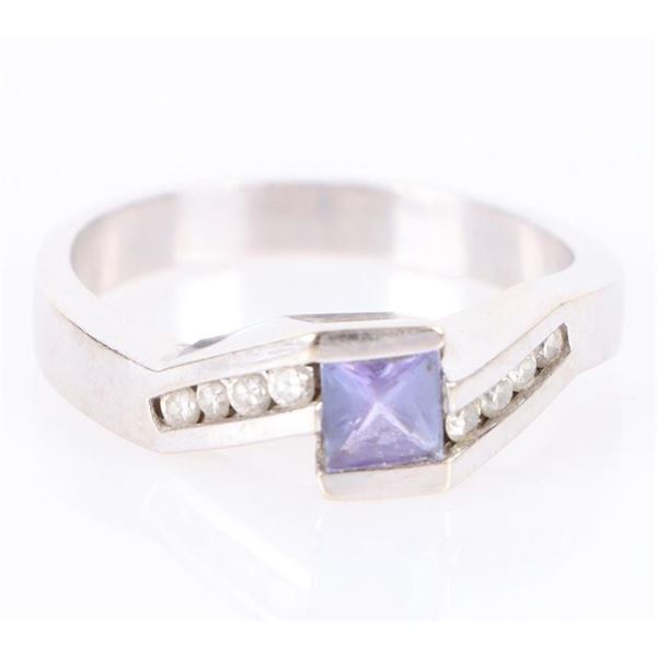 14K WHITE GOLD WHITE SAPPHIRE CZ LADIES RING