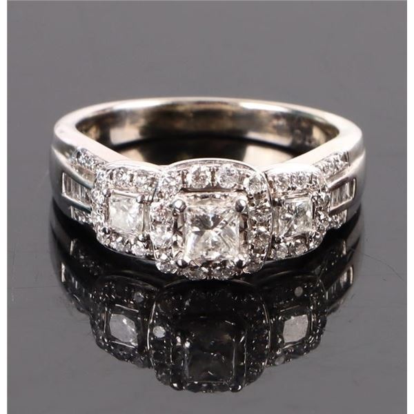 1.0CTW DIAMOND 14K WHITE GOLD LADIES BRIDAL RING