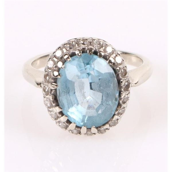 TOPAZ DIAMOND 14K WHITE GOLD LADIES RING