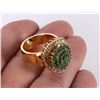 Image 2 : DIAMOND & EMERALD CLUSTER 14K GOLD TEARDROP RING
