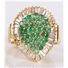 Image 3 : DIAMOND & EMERALD CLUSTER 14K GOLD TEARDROP RING