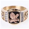 Image 1 : 14K YELLOW GOLD EAGLE ONYX CZ MEN'S RING