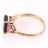 Image 2 : 14K YELLOW GOLD JADE & TOURMALINE LADIES RING