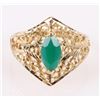 Image 1 : 14K YELLOW GOLD MARQUISE EMERALD LADIES RING
