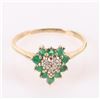 Image 1 : 14K YELLOW GOLD HEART DIAMOND EMERALD RING