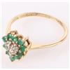 Image 3 : 14K YELLOW GOLD HEART DIAMOND EMERALD RING