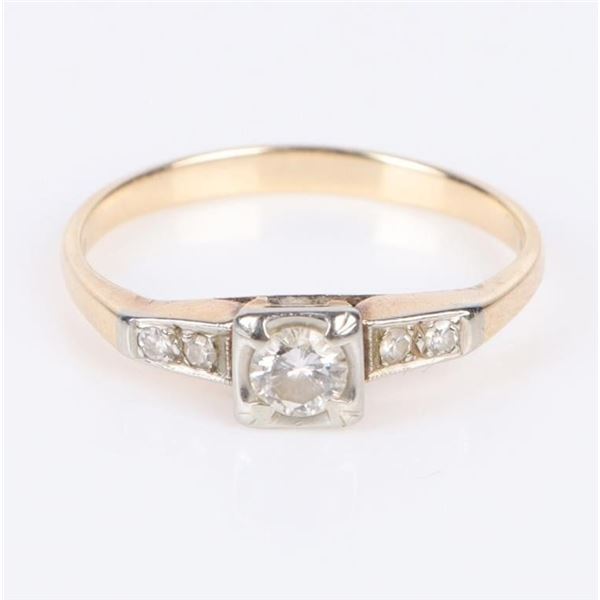 14K YELLOW GOLD ROUND CUT DIAMOND RING