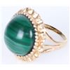 Image 2 : 14K GOLD MALACHITE ROUND CABOCHON RING
