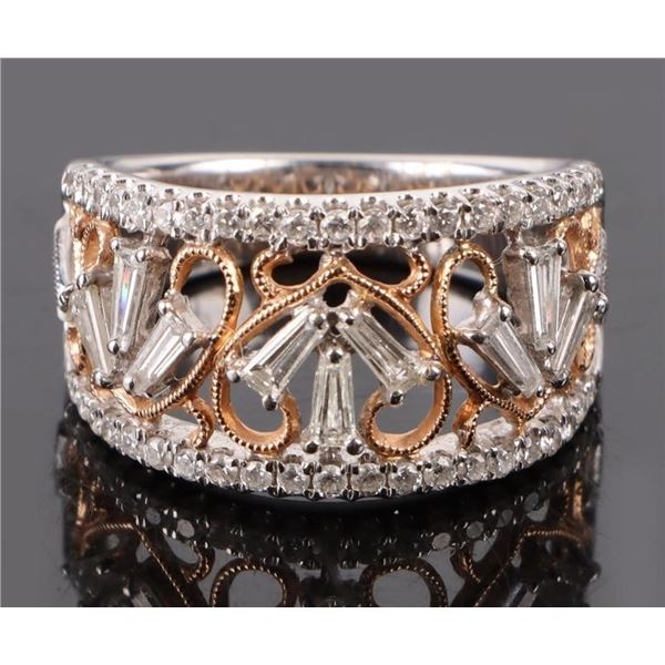 18K WHITE & YELLOW GOLD DIAMOND LADIES RING