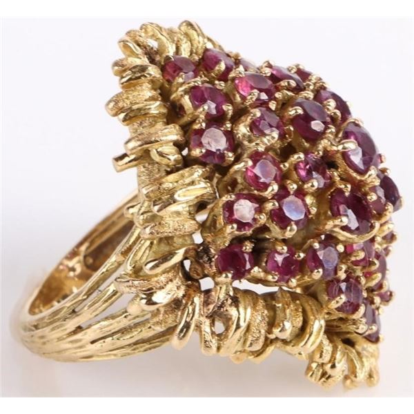 ~8.4CTW RUBY 18K YELLOW GOLD ORNATE RING