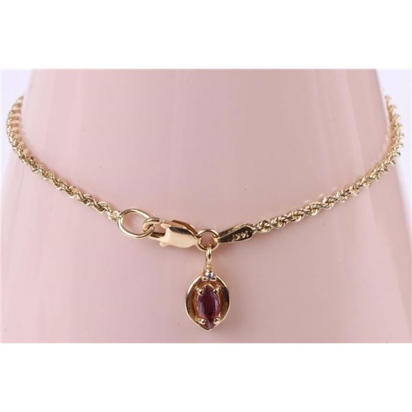 14K YELLOW GOLD RUBY DIAMOND LADIES BRACELET
