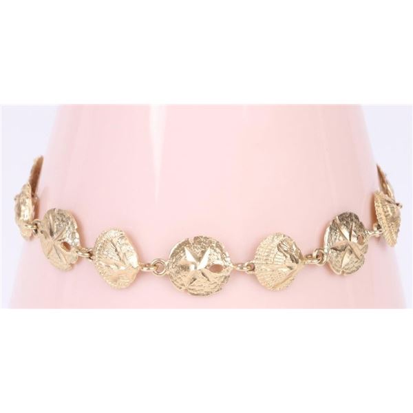 14K GOLD SEASHELL & SAND DOLLAR LADIES BRACELET