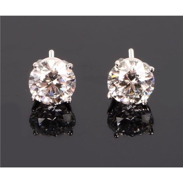 2.12CTW VS1 DIAMOND 14K WHITE GOLD EARRINGS W/ GIA