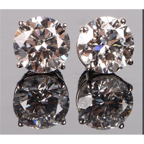 5.08CTW LG DIAMOND 14K WHITE GOLD EARRINGS CERT.