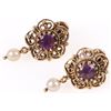 Image 1 : ANTIQUE PURPLE SAPPHIRE 14K YELLOW GOLD EARRINGS