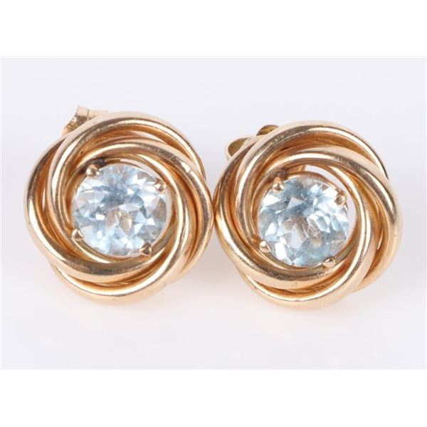 2.0CTW TOPAZ 14K GOLD LADIES STUD EARRINGS