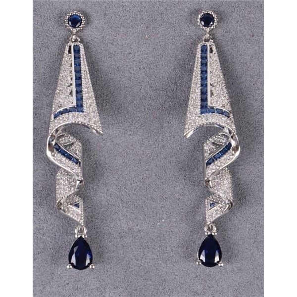 STUNNING LADIES BLUE DANGLE EARRINGS