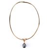 Image 7 : BLACK PEARL DIAMOND 14K YELLOW GOLD NECKLACE